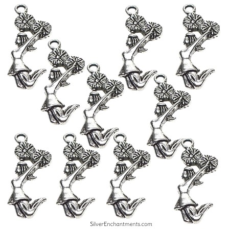 Silver Jumping Cheerleader Pendants 