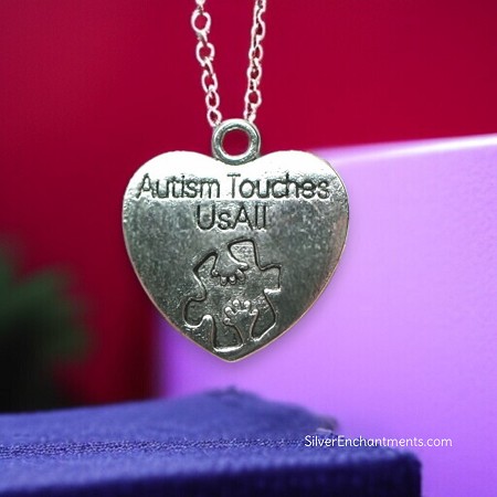 Silver Autism Touches Us All Necklace 