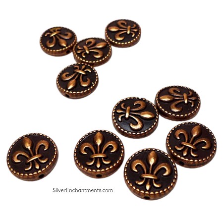 Copper Fleur-de-lis Beads New Orleans Lily Beads 