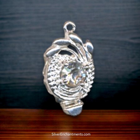 Silver Fancy Box Clasp with Crystal 