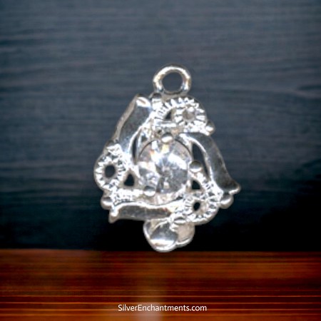 Silver Fancy Box Clasp with Crystal 