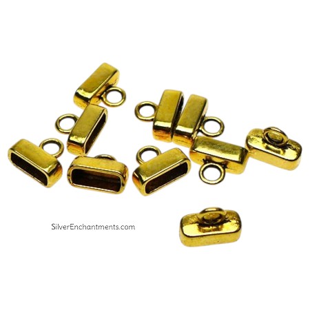 Gold Rectangular Oval Plain Low Profile End Caps 