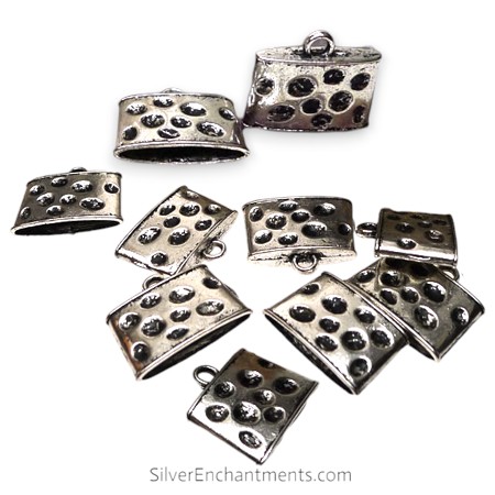 Silver Hammered Jewelry Caps with Slit Opening 