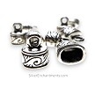 Silver Oval Jewelry End Caps with Wave Swirl 