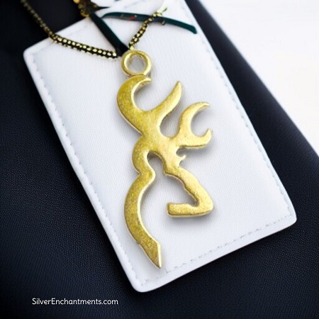 Large Gold Deer in Profile Necklace 