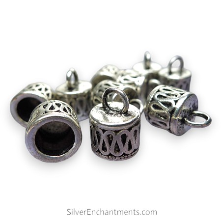 Silver Bali Style Braided Jewlelry Endcaps with 7mm Opening 