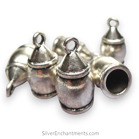 Silver Lantern Jewelry End Caps with 7mm Bottom Opening 