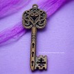 Copper Ornate Filigree Heart Top Key Pendant 