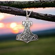 Large Silver Thor's Hammer Necklace 