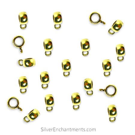 20 Small Gold Plain Bails with 3mm Opening 