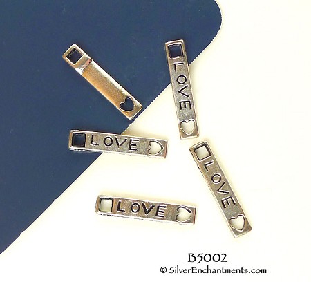20 Silver Love Charms Jewelry Connectors 