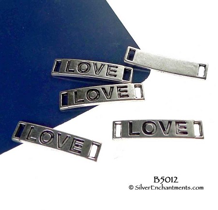 10 Silver Love Jewelry Connectors for Bracelets 