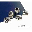 10 Tibetan Silver Large Hole Barrel Beads with Flower 