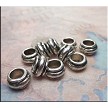 Silver Rondelle Large Hole Spacers 7x12mm Pewter Big Hole Beads (10) 