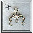 20 Silver Pewter Small Earring 3-to-1 Connectors 13x12mm 
