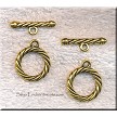 Gold Pewter Rope Toggle Clasps 20mm 10 clasps per bag 