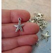 10 Silver Pewter Sea Star Charms 16x12mm 