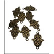 10 Bronze Pewter Ornate Hamsa Jewelry Connectors 33x22mm 