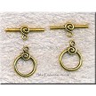 10 Gold Pewter Toggle Clasps with Swirl Motif 
