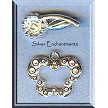 3 Bright Silver Pewter Butterfly Toggle Clasps with Flower Bar 