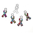 Awareness Ribbon Charm with Crystals, Autism Awareness Charm 