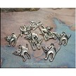 10 Silver Pewter Halloween Cat Pendants 20x18mm 