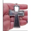 3 Large Pewter Bezel Cross Pendant with Rope Edge 