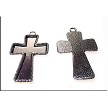 Silver Pewter Large Inlayable Cross Pendant with Rope Edge 
