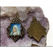 Antique Brass Mary-Madonna Religious Medallion Pendant 31x20mm 