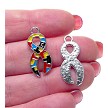 Awareness Ribbon Charms with Multicolor Enameled Puzzle Sections Autism Awareness Pendant on Earwires 