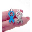 Wholesale Light Blue Enameled Autism Awareness Ribbon with Puzzle Piece Pendants 24x11mm 