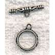 Wholesale Silver Pewter Fancy Round Fancy Rim Detail Toggle Clasps 14mm 