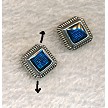 10 Blue Enameled Diamond Beads 