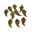 10 Gold Lacy Angel Wing Pendants 