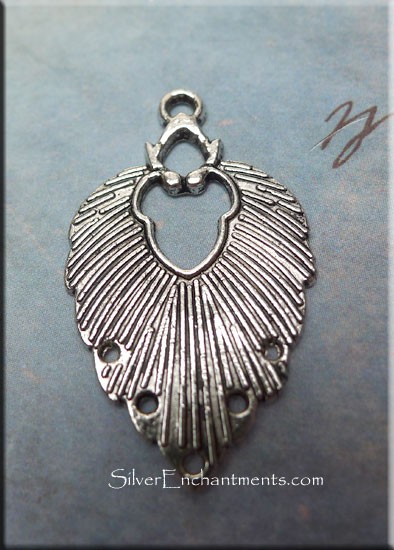 Deco Pierced Fan-Feather Pendants-Findings Antique Silver Bulk (10) 