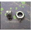 10 Silver Big Hole Bails with Flower Motif 