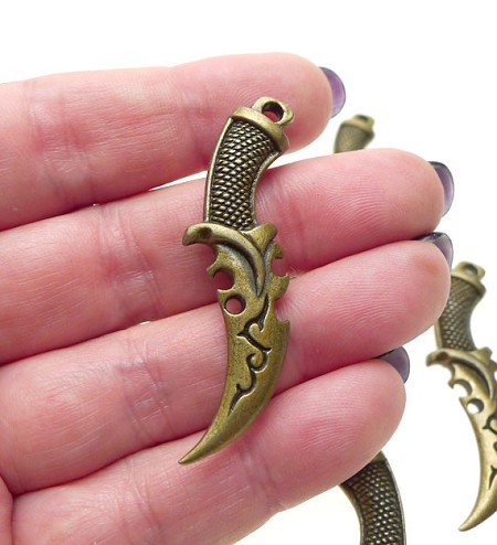 3D Bronze Ornate Dagger Necklace 