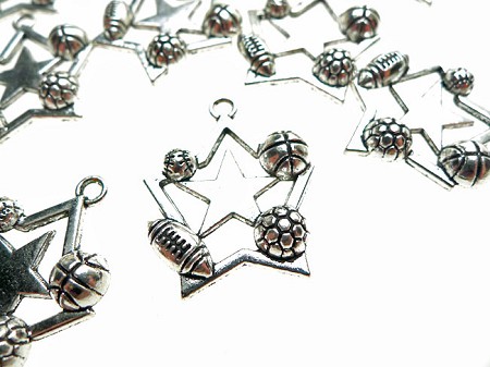 10 Silver All Star Sports Pendants 