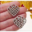 Woven Celtic Heart Pendants Antique Silver Wholesale Bulk (10) 
