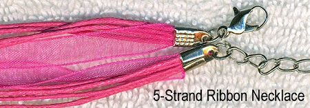 Hot Pink Ribbon and Cord Necklaces 