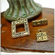 Square Geometric Toggle Clasps with Matching Charms Antique Gold Wholesale Bulk (10) 