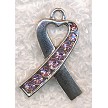 Pink Crystal Studded Awareness Ribbon Necklace 
