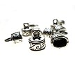 Wholesale Pewter Fancy Oval End Caps with Swirling Wave Pattern 