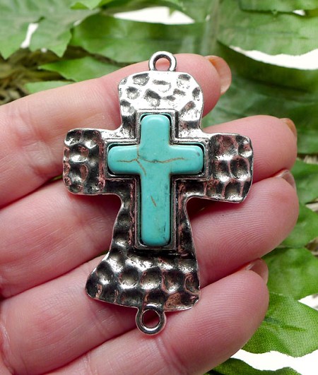 Cross Connector with Turquoise Howlite Center 