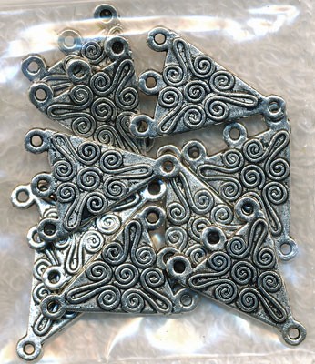 Fancy Double Sided Swirl Design Triangle Jewelry Findings Bulk (10) 