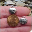 Play Charm with Hand Double Sided Word Charm Antique Silver Small Oval Charms 