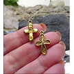 Antique Gold Pewter Hammered Cross Charms 