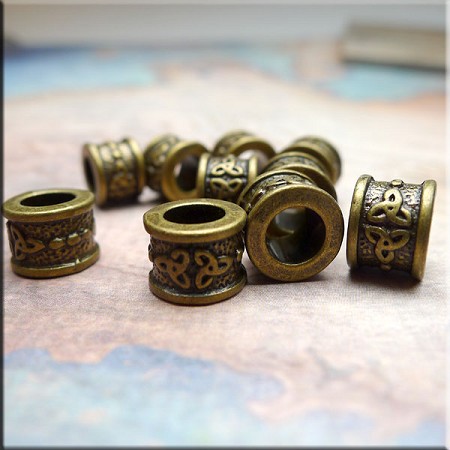 10 Bronze Pewter Triquetra Celtic Large Hole Beads 8x10mm 