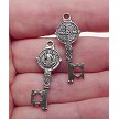 Catholic Religious Key Double-Sided Keys Antique Silver 32x12mm 