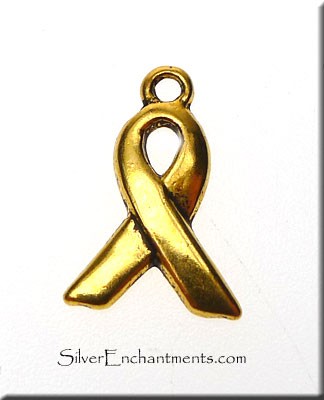 Golden Small Awareness Ribbon Earrings 